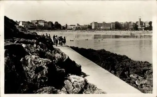 Ak Dinard Ille et Vilaine, Der Strand von Pointe du Moulinet aus gesehen