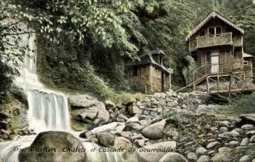 Ak Luchon Haute Garonne, Chalet, Cascade de Sourrouille