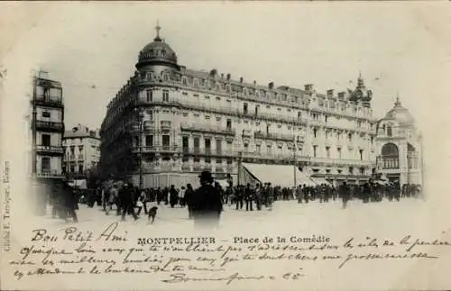 Ak Montpellier Hérault, Place de la Comedie