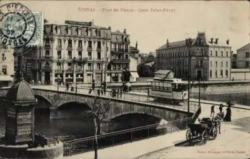 Ak Épinal Lorraine Vosges, Pont de Pierre, Quai Jules Ferry