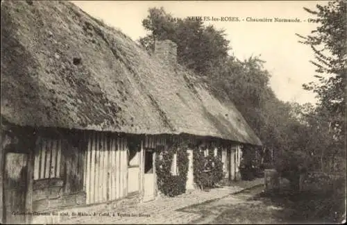 Ak Veules les Roses Seine Maritime, Chaumiere Normande