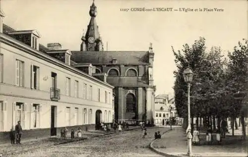 Ak Condé an der Nordschelde, Kirche, Place Verte