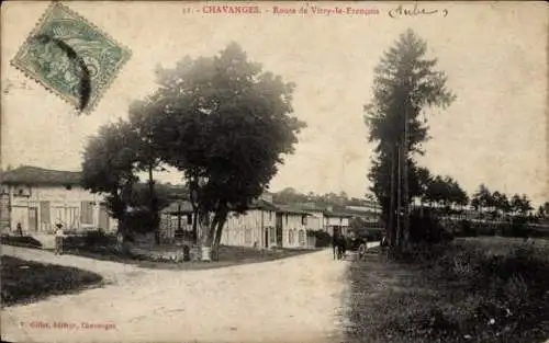 Ak Chavanges Aube, Route de Vitry le Francois