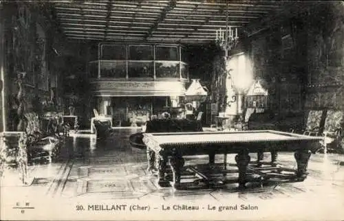 Ak Meillant Cher, Schloss, Großer Salon, Billard