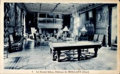 Ak Meillant Cher, Schloss, Großer Salon, Billard