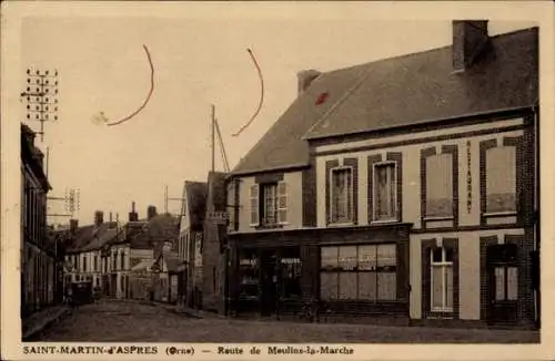 Ak Saint-Martin-d’Aspres Orne, Route de Moulins la Marché