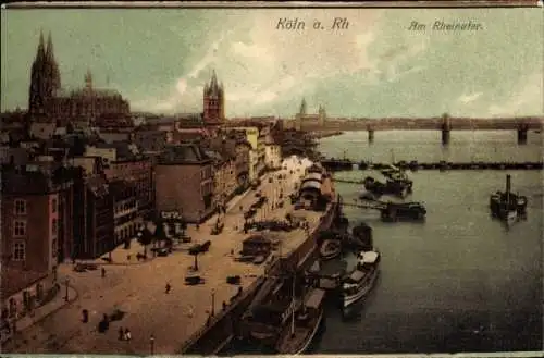 Ak Köln am Rhein, Rheinufer, Brücke, Dom