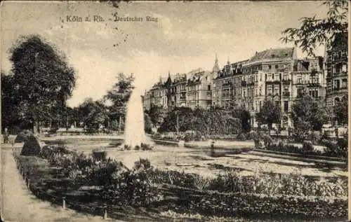 Ak Köln am Rhein, Deutscher Ring, Springbrunnen, Fontäne, Gartenanlage