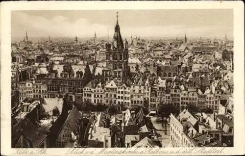 Ak Köln am Rhein, Panorama, Blick von Martinskirche, Rathaus, östlicher Stadtteil