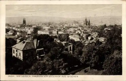 Ak Wiesbaden in Hessen, Panorama vom Kaiserhof aus gesehen