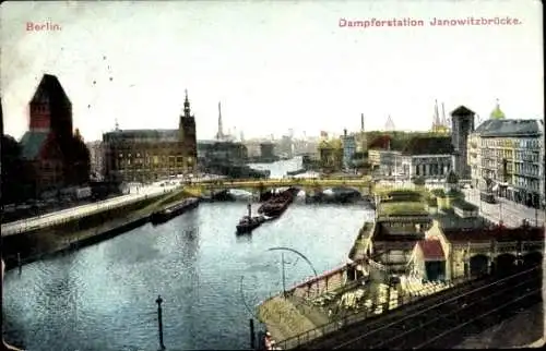 Ak Berlin Mitte, Dampferstation Janowitzbrücke