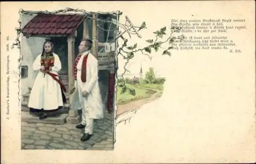 Ak Deutschland, Liebespaar in Volkstrachten
