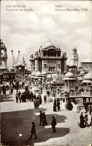 Ak London England, Anglo American Exposition 1914, Court of Honour, Promenade and Cascade