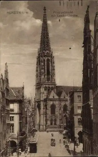 Ak Münster in Westfalen, Prinzipalmarkt, Lambertikirche