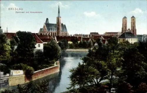 Ak Wrocław Breslau Schlesien, Dominsel, Kreuzkirche