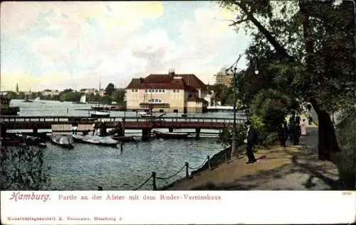 Ak Hamburg, an der Alster mit dem Ruder Vereinshaus