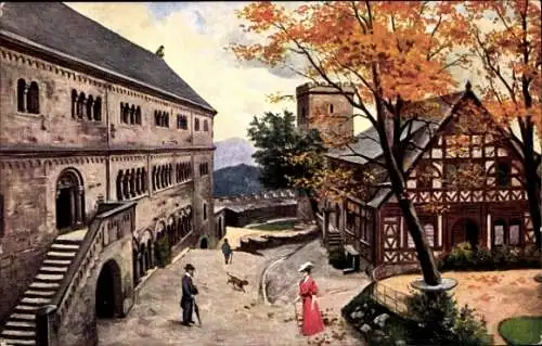 Künstler Ak Lutherstadt Eisenach in Thüringen, Wartburg, Hof