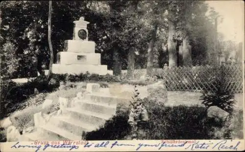 Ak Wörrstadt in Rheinhessen, Schillerdenkmal