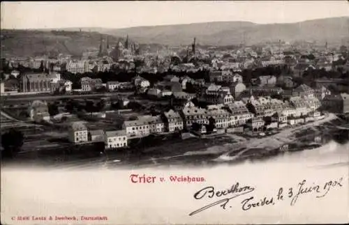 Ak Trier an der Mosel, Trier vom Weishaus, Panorama, Türme