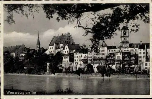 Ak Wasserburg am Inn Oberbayern, Ufer, Häuser, Türme