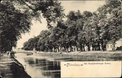 Ak München, Nymphenburger Kanal, Brücke