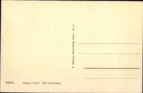 Künstler Ak Essen im Ruhrgebiet, Krupps Fabrik, Der Schmelzbau