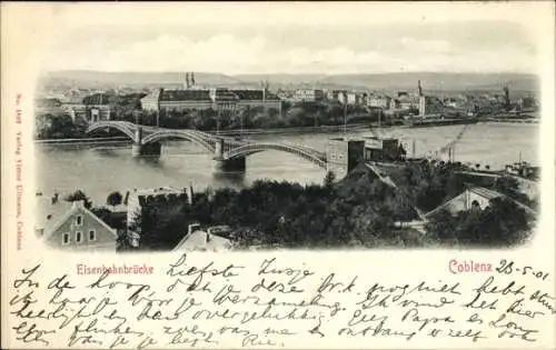 Ak Koblenz am Rhein, Eisenbahnbrücke