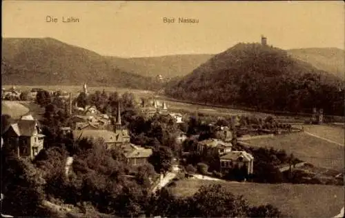 Ak Nassau im Rhein Lahn Kreis, Totalansicht mit Burgberg