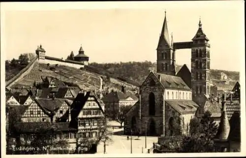 Ak Esslingen am Neckar, Stadtkirche, Burg