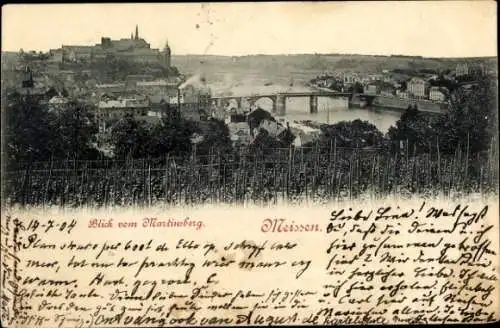 Ak Meißen an der Elbe, Blick vom Martinsberg