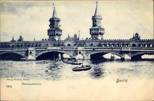 Ak Berlin Friedrichshain Kreuzberg, Oberbaumbrücke