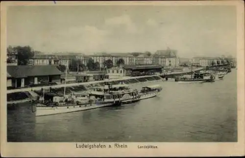 Ak Ludwigshafen am Rhein, Landeplätze, Schiffe