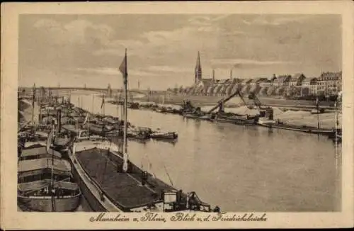 Ak Mannheim in Baden, Blick von der Friedrichsbrücke