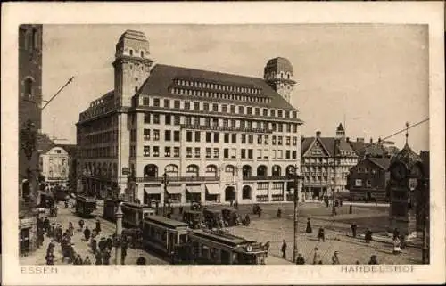 Ak Essen im Ruhrgebiet, Handelshof, Straßebahnen