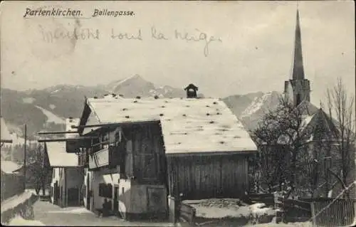 Ak Garmisch Partenkirchen in Oberbayern, Ballengasse, Winter