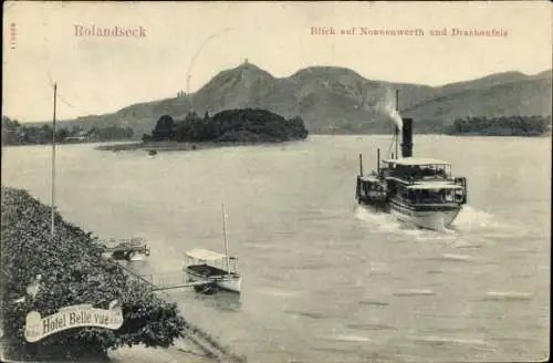 Ak Rolandseck Remagen am Rhein, Nonnenwerth, Drachenfels, Dampfer