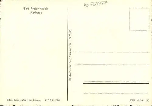 Ak Bad Freienwalde an der Oder, Kurhaus