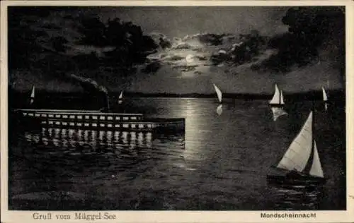 Ak Berlin Köpenick, Müggelsee, Mondscheinnacht