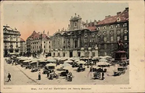 Ak Wien 1 Innere Stadt, Hof, Marktleben, Radecky Monument