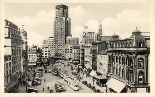 Ak Anvers Antwerpen Flandern, Gesamtansicht, Hochhaus, Verkehr