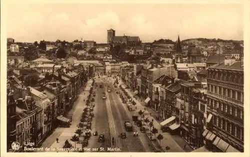 Ak Lüttich Lüttich Wallonien, Boulevard und Blick auf St. Martin