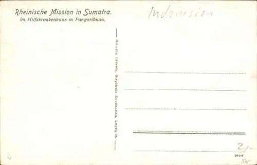 Ak Pangaribuan Sumatra Indonesien, Rheinische Mission, Hilfskrankenhaus