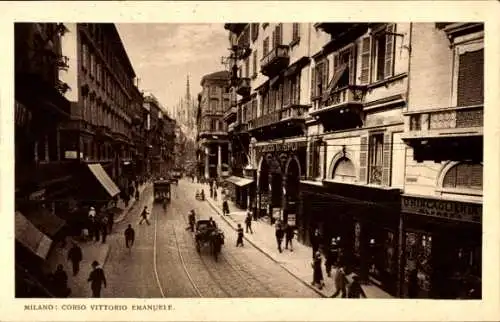 Ak Milano Mailand Lombardia, Corso Vittorio Emanuele, Straßenbahn