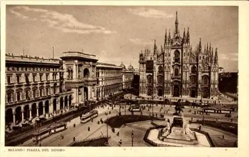 Ak Milano Mailand Lombardia, Piazza Duomo