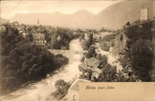 Ak Meran Merano Südtirol, Panorama, Brücke