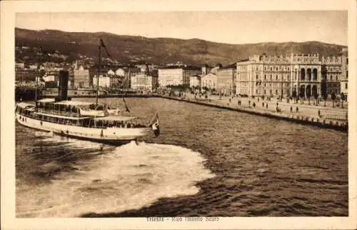 Ak Triest Trieste Friuli Venezia Giulia, Riva Nazario Sauro, Dampfer