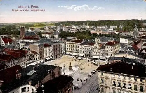 Ak Słupsk Stolp Pommern, Blick aus der Vogelschau