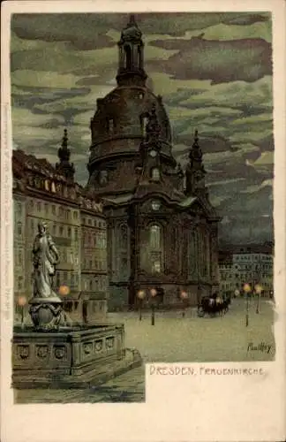 Künstler Litho Hey, Paul, Dresden Zentrum Altstadt, Frauenkirche