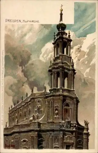 Künstler Litho Hey, Paul, Dresden Zentrum Altstadt, Hofkirche