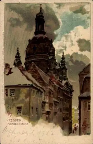 Künstler Litho Hey, Paul, Dresden Zentrum Altstadt, Frauenkirche